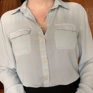 Ann Taylor Loft Baby Blue Button Up Blouse XSmall